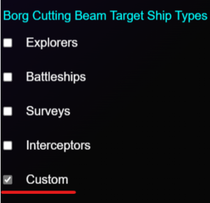 WarpDrive Borg Cutting Beam Custom Hostile Checkbox